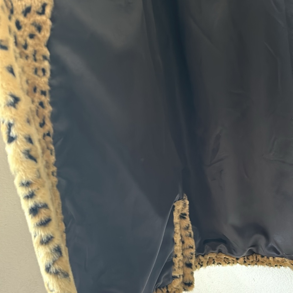 Worthington Faux Leopard Fur Coat Vegan Animal Friendly Lined Women's - Picture 9 of 11